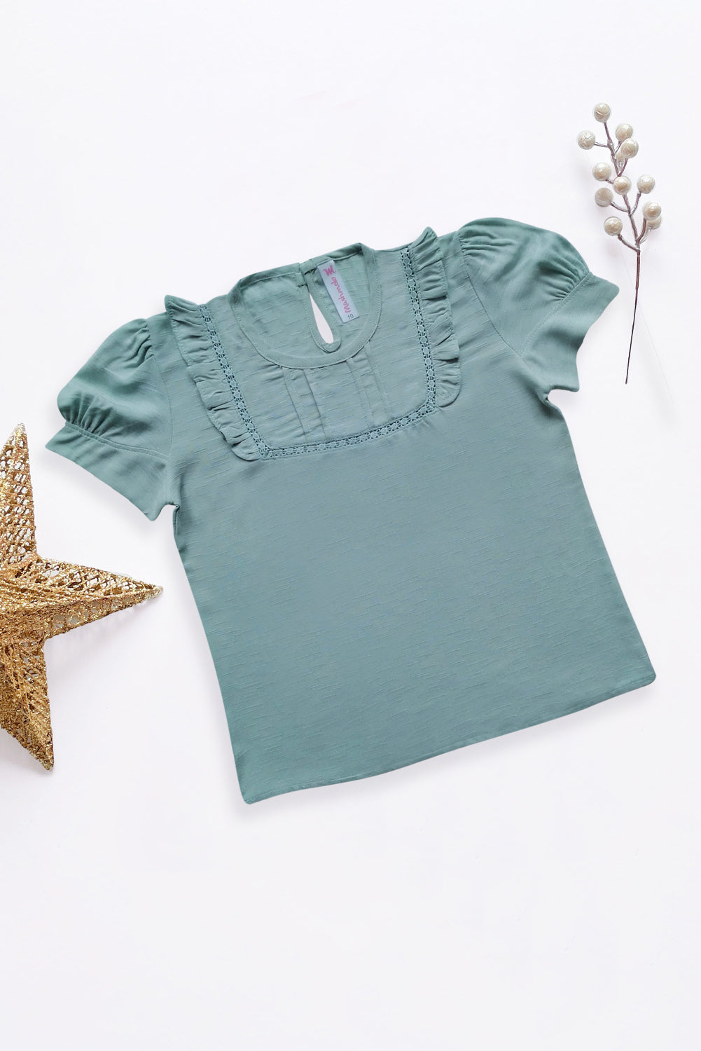 Blusa con greca y volantes en canesu - BLNA0207