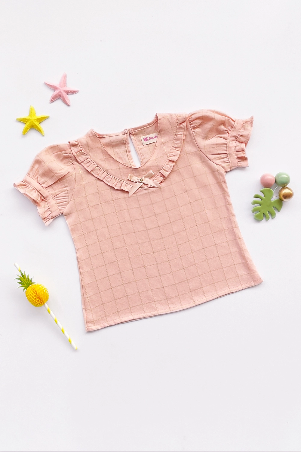 Blusa para Niña en Rayón Lurex con Volantes y Lazo - BLNA0313