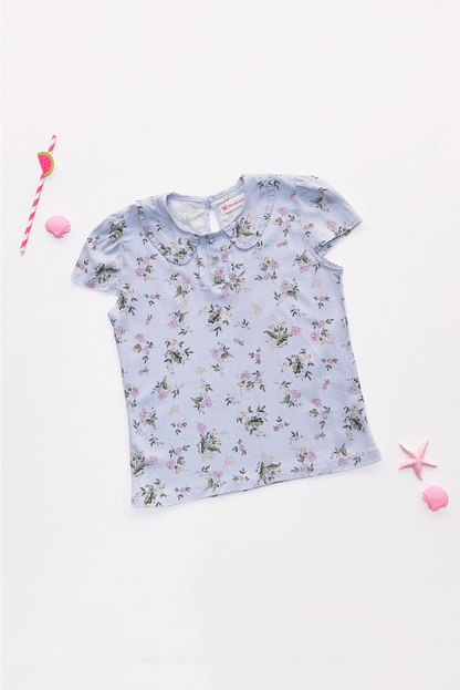 Blusa para Niña Floreada con Cuello Bb - BLNA0318