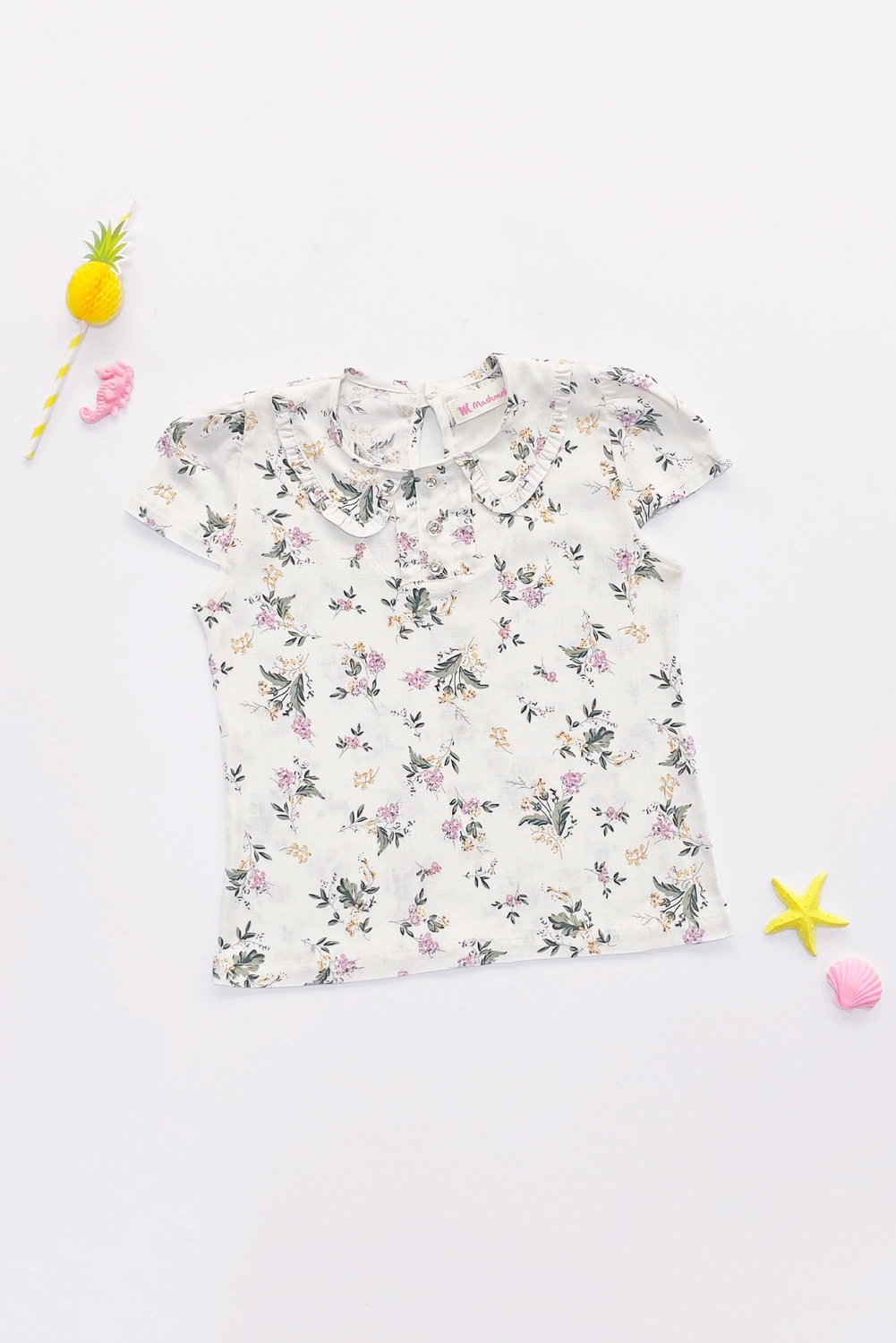 Blusa para Niña Floreada con Cuello Bb - BLNA0318