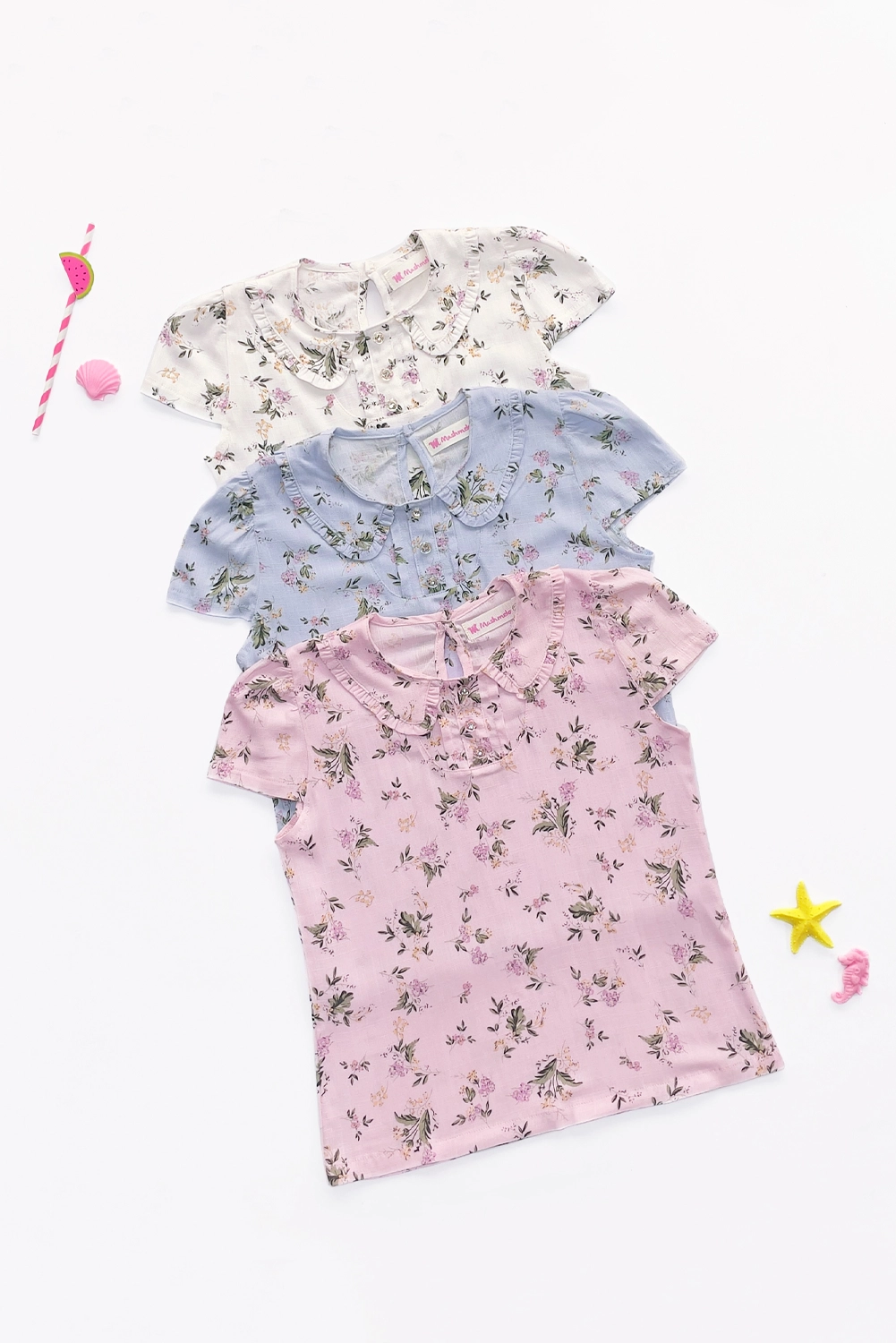 Blusa para Niña Floreada con Cuello Bb - BLNA0318