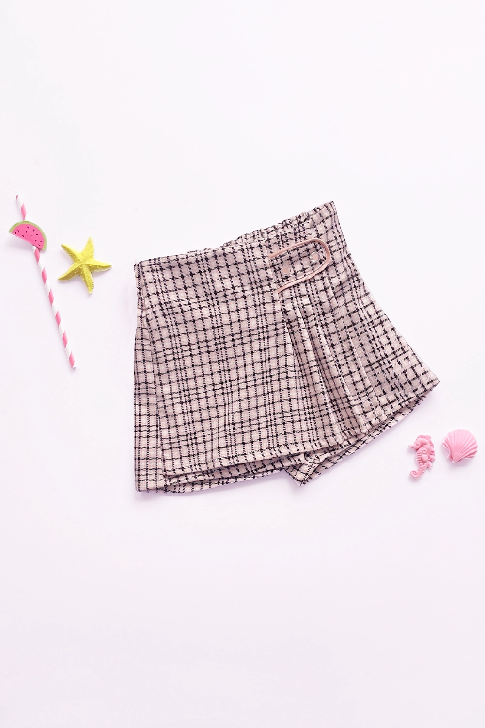 Falda Short con Tableros y Botones para Niña - FLNA0261