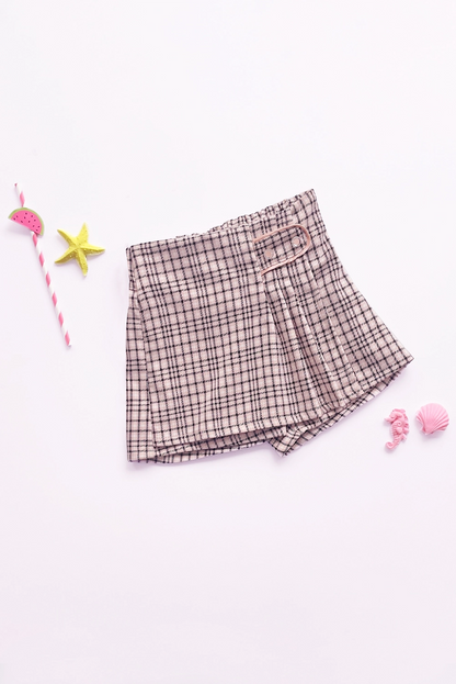 Falda Short con Tableros y Botones para Niña - FLNA0261