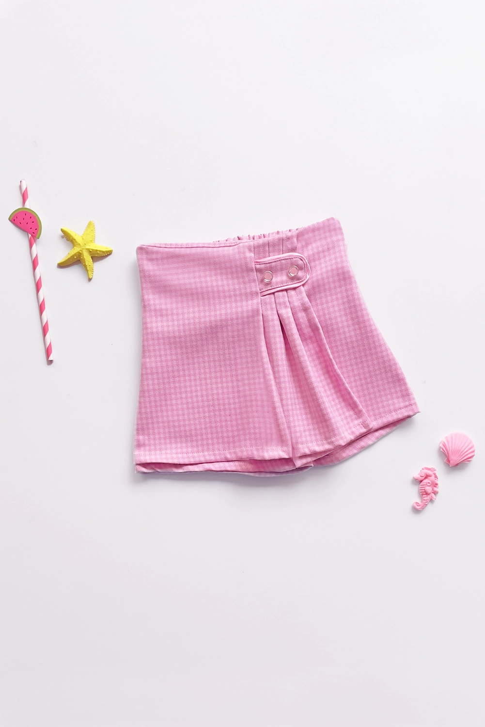 Falda Short con Tableros y Botones para Niña - FLNA0261