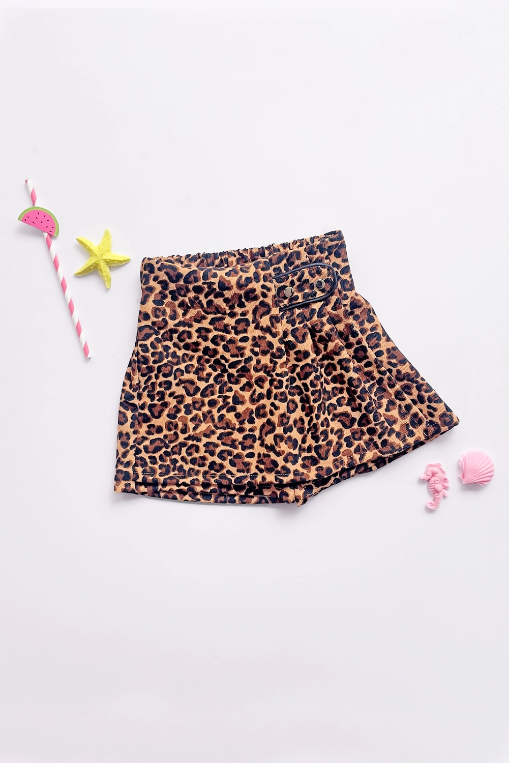 Falda Short con Tableros y Botones para Niña - FLNA0261