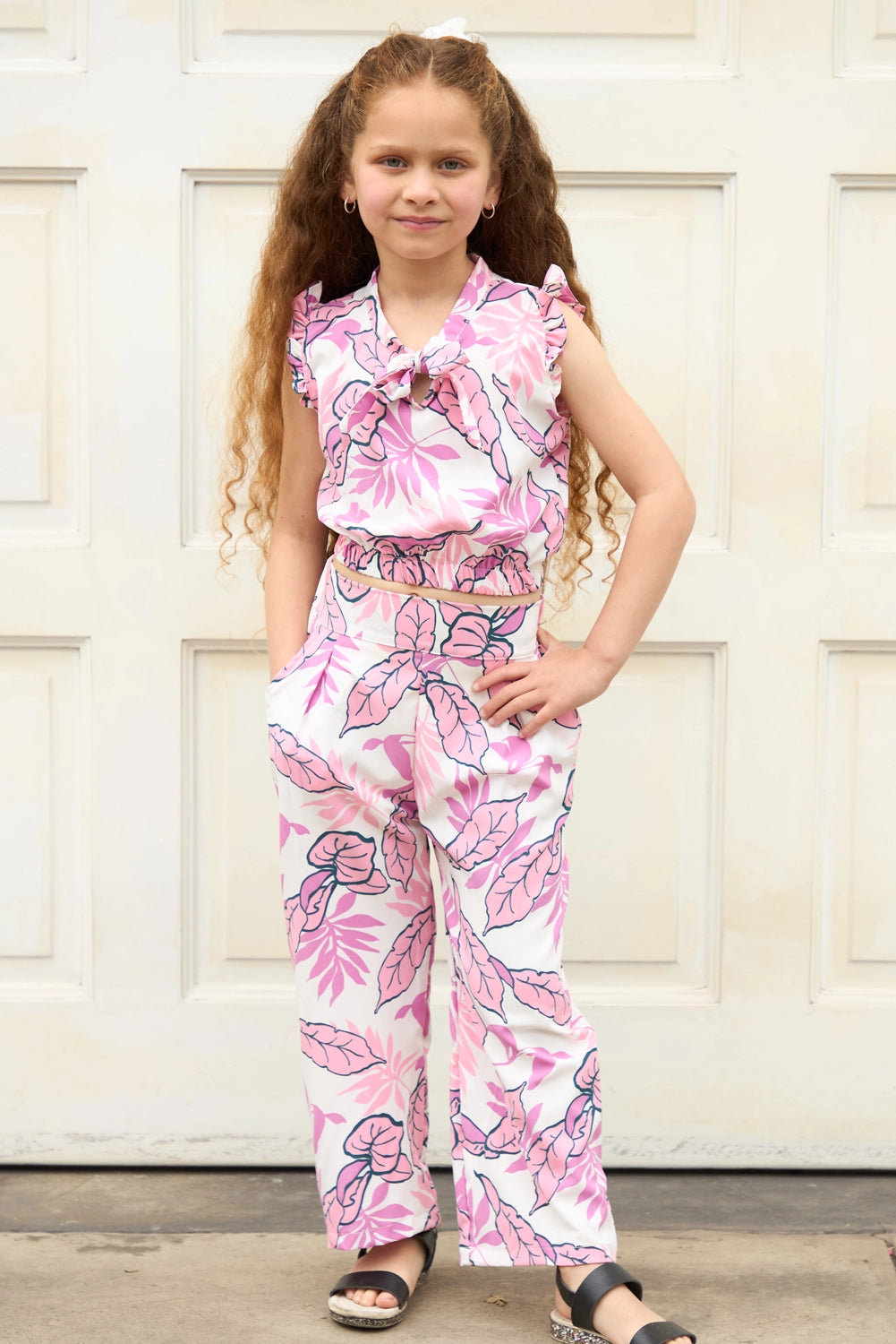 Outfit de Seda Mate con Pantalon y Top para Niña - OTNA0006