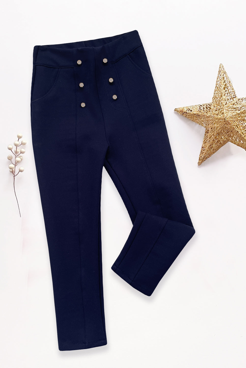 Pantalon con bolsillos y botones hasta pretina - PTNA0101