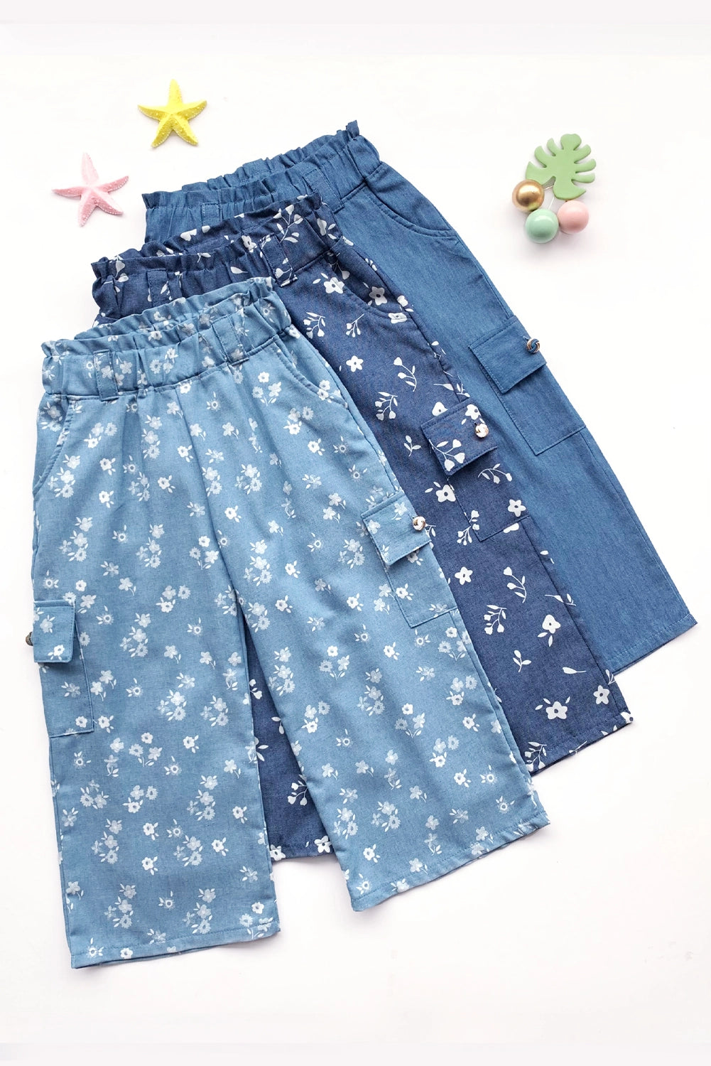 Pantalon Chambray Cargo para Niña - PTNA0113