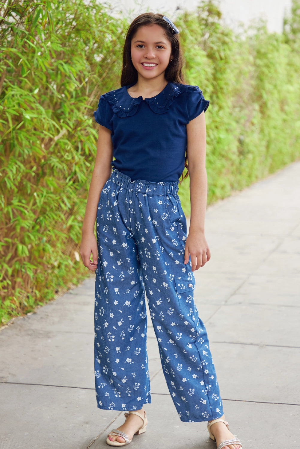 Pantalon Chambray Cargo para Niña - PTNA0113