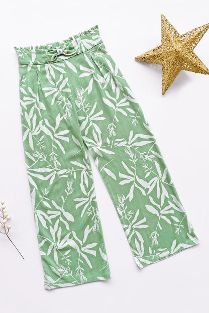 Pantalon estampado con lazo y volantes en pretina - PTNA0116