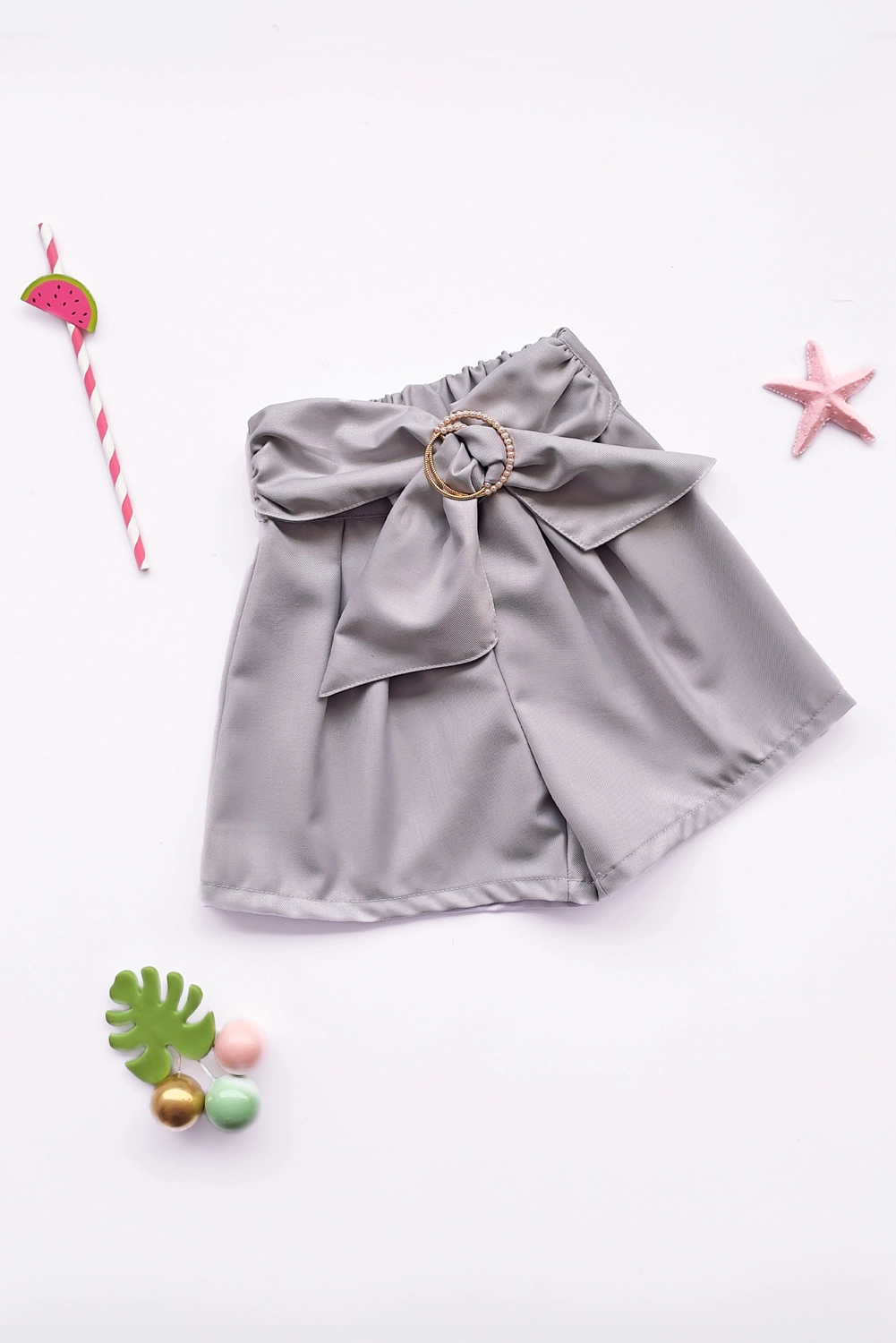 Short con Pinzas y Lazo para Niña - SHNA0067