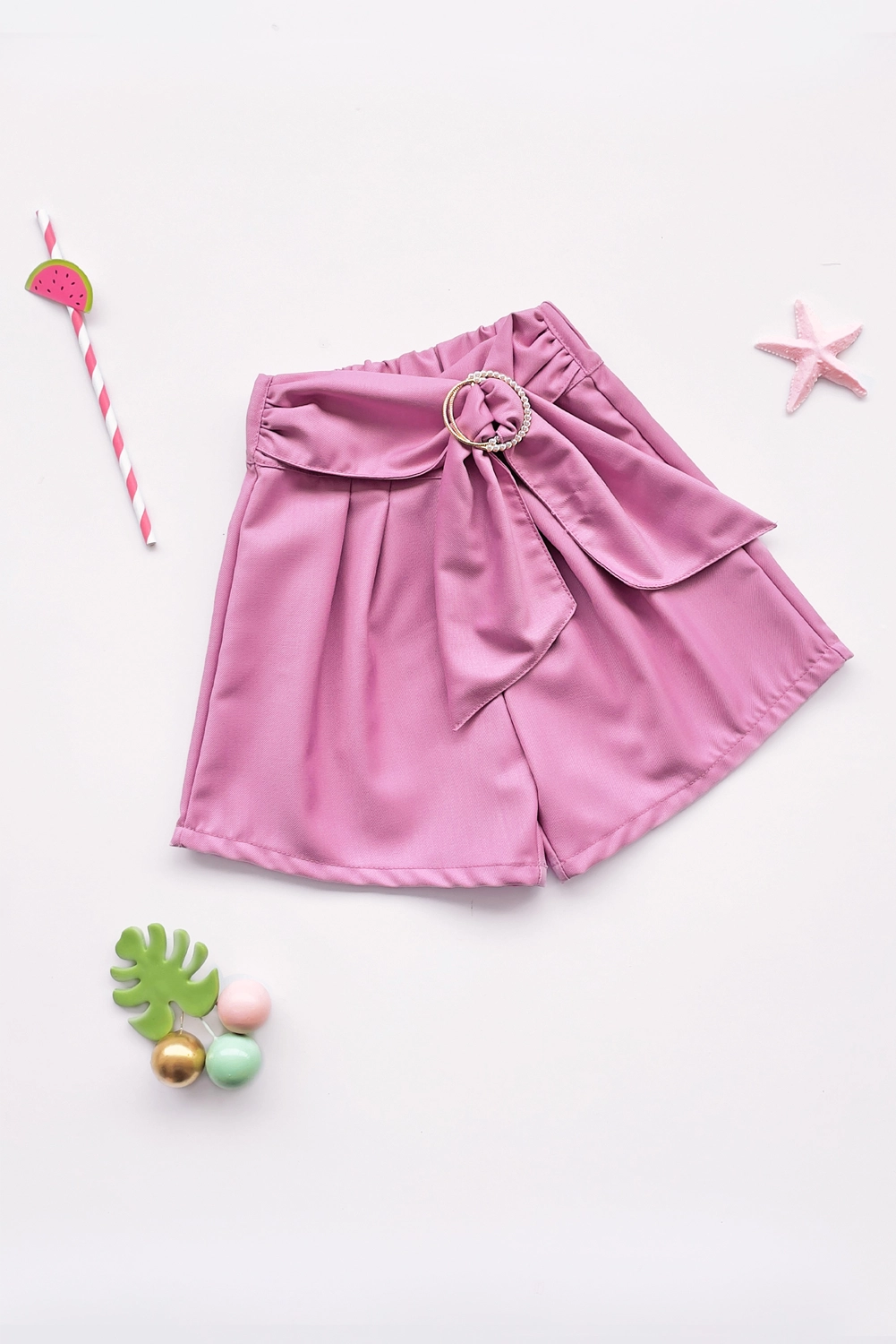 Short con Pinzas y Lazo para Niña - SHNA0067